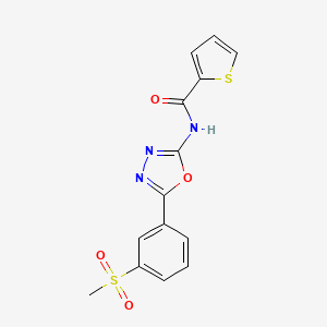 molecular formula C14H11N3O4S2 B2908362 N-[5-(3-methanesulfonylphenyl)-1,3,4-oxadiazol-2-yl]thiophene-2-carboxamide CAS No. 886928-11-6