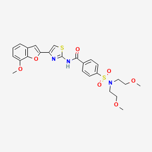 molecular formula C25H27N3O7S2 B2908367 4-[bis(2-methoxyethyl)sulfamoyl]-N-[4-(7-methoxy-1-benzofuran-2-yl)-1,3-thiazol-2-yl]benzamide CAS No. 921525-65-7