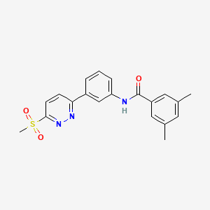 molecular formula C20H19N3O3S B2908390 N-[3-(6-methanesulfonylpyridazin-3-yl)phenyl]-3,5-dimethylbenzamide CAS No. 946327-45-3