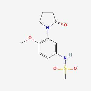 molecular formula C12H16N2O4S B2908415 N-[4-methoxy-3-(2-oxopyrrolidin-1-yl)phenyl]methanesulfonamide CAS No. 941918-18-9