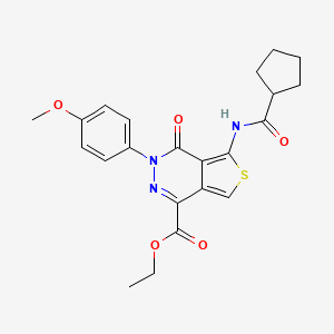 molecular formula C22H23N3O5S B2908416 Ethyl 5-(cyclopentanecarbonylamino)-3-(4-methoxyphenyl)-4-oxothieno[3,4-d]pyridazine-1-carboxylate CAS No. 851951-60-5