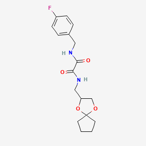molecular formula C17H21FN2O4 B2908420 N1-(1,4-dioxaspiro[4.4]nonan-2-ylmethyl)-N2-(4-fluorobenzyl)oxalamide CAS No. 899734-12-4