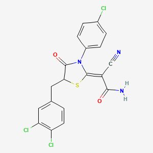 (Z)-2-(3-(4-chlorophenyl)-5-(3,4-dichlorobenzyl)-4-oxothiazolidin-2-ylidene)-2-cyanoacetamide