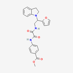 molecular formula C24H23N3O5 B2908490 methyl 4-({[2-(2,3-dihydro-1H-indol-1-yl)-2-(furan-2-yl)ethyl]carbamoyl}formamido)benzoate CAS No. 898433-06-2