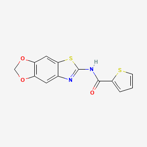 molecular formula C13H8N2O3S2 B2908511 N-{4,6-dioxa-10-thia-12-azatricyclo[7.3.0.0^{3,7}]dodeca-1(9),2,7,11-tetraen-11-yl}thiophene-2-carboxamide CAS No. 892855-22-0