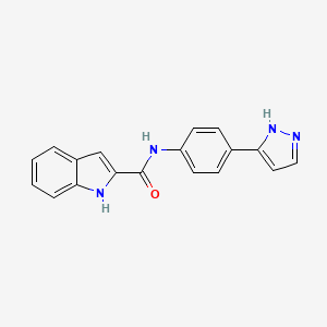molecular formula C18H14N4O B2908537 N-[4-(1H-pyrazol-3-yl)phenyl]-1H-indole-2-carboxamide CAS No. 256661-19-5