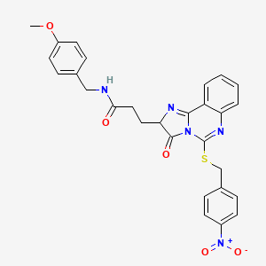 molecular formula C28H25N5O5S B2908554 N-[(4-methoxyphenyl)methyl]-3-(5-{[(4-nitrophenyl)methyl]sulfanyl}-3-oxo-2H,3H-imidazo[1,2-c]quinazolin-2-yl)propanamide CAS No. 1042691-71-3