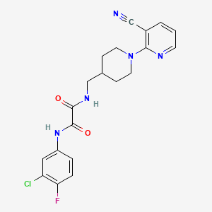 molecular formula C20H19ClFN5O2 B2908587 N1-(3-chloro-4-fluorophenyl)-N2-((1-(3-cyanopyridin-2-yl)piperidin-4-yl)methyl)oxalamide CAS No. 1797217-49-2
