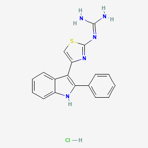 molecular formula C18H16ClN5S B2908597 N''-[4-(2-phenyl-1H-indol-3-yl)-1,3-thiazol-2-yl]guanidine hydrochloride CAS No. 2413868-97-8