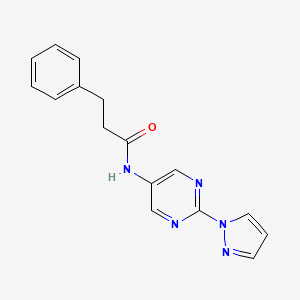 molecular formula C16H15N5O B2908604 3-phenyl-N-[2-(1H-pyrazol-1-yl)pyrimidin-5-yl]propanamide CAS No. 1421483-23-9