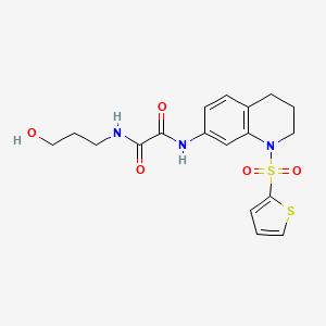 molecular formula C18H21N3O5S2 B2908654 N-(3-hydroxypropyl)-N'-[1-(thiophene-2-sulfonyl)-1,2,3,4-tetrahydroquinolin-7-yl]ethanediamide CAS No. 898430-34-7