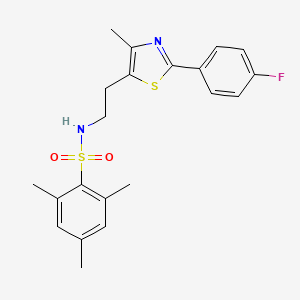 molecular formula C21H23FN2O2S2 B2908665 N-{2-[2-(4-fluorophenyl)-4-methyl-1,3-thiazol-5-yl]ethyl}-2,4,6-trimethylbenzene-1-sulfonamide CAS No. 894005-44-8