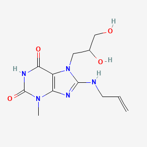 molecular formula C12H17N5O4 B2908714 7-(2,3-dihydroxypropyl)-3-methyl-8-[(prop-2-en-1-yl)amino]-2,3,6,7-tetrahydro-1H-purine-2,6-dione CAS No. 329698-56-8