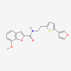 molecular formula C20H17NO4S B2908720 N-(2-(5-(furan-3-yl)thiophen-2-yl)ethyl)-7-methoxybenzofuran-2-carboxamide CAS No. 2034566-40-8