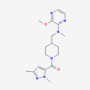 molecular formula C18H26N6O2 B2908786 N-{[1-(1,3-dimethyl-1H-pyrazole-5-carbonyl)piperidin-4-yl]methyl}-3-methoxy-N-methylpyrazin-2-amine CAS No. 2380175-53-9