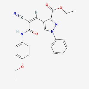 molecular formula C24H22N4O4 B2908789 Ethyl 4-[(Z)-2-cyano-3-(4-ethoxyanilino)-3-oxoprop-1-enyl]-1-phenylpyrazole-3-carboxylate CAS No. 1181470-99-4