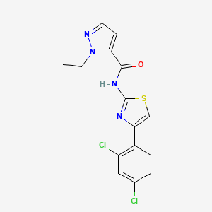 molecular formula C15H12Cl2N4OS B2908793 N-(4-(2,4-dichlorophenyl)thiazol-2-yl)-1-ethyl-1H-pyrazole-5-carboxamide CAS No. 1170501-16-2