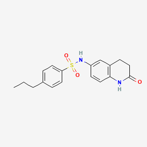 molecular formula C18H20N2O3S B2908799 N-(2-oxo-1,2,3,4-tetrahydroquinolin-6-yl)-4-propylbenzene-1-sulfonamide CAS No. 922005-76-3
