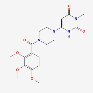 molecular formula C19H24N4O6 B2908844 3-methyl-6-(4-(2,3,4-trimethoxybenzoyl)piperazin-1-yl)pyrimidine-2,4(1H,3H)-dione CAS No. 2309729-52-8