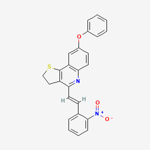 molecular formula C25H18N2O3S B2908868 4-[(E)-2-(2-nitrophenyl)ethenyl]-8-phenoxy-2,3-dihydrothieno[3,2-c]quinoline CAS No. 861210-19-7
