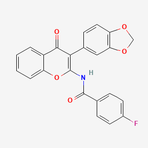 molecular formula C23H14FNO5 B2908895 N-[3-(2H-1,3-benzodioxol-5-yl)-4-oxo-4H-chromen-2-yl]-4-fluorobenzamide CAS No. 883953-94-4