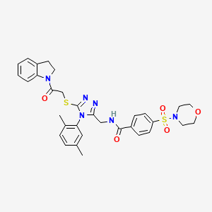 N-((4-(2,5-dimethylphenyl)-5-((2-(indolin-1-yl)-2-oxoethyl)thio)-4H-1,2,4-triazol-3-yl)methyl)-4-(morpholinosulfonyl)benzamide