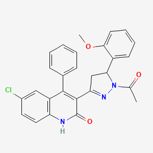 3-(1-acetyl-5-(2-methoxyphenyl)-4,5-dihydro-1H-pyrazol-3-yl)-6-chloro-4-phenylquinolin-2(1H)-one