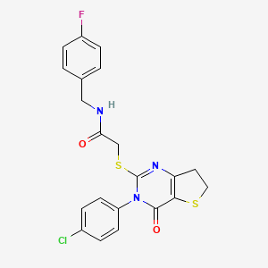 2-[[3-(4-chlorophenyl)-4-oxo-6,7-dihydrothieno[3,2-d]pyrimidin-2-yl]sulfanyl]-N-[(4-fluorophenyl)methyl]acetamide