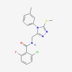 2-chloro-6-fluoro-N-[[4-(3-methylphenyl)-5-methylsulfanyl-1,2,4-triazol-3-yl]methyl]benzamide