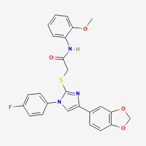 2-[4-(1,3-benzodioxol-5-yl)-1-(4-fluorophenyl)imidazol-2-yl]sulfanyl-N-(2-methoxyphenyl)acetamide