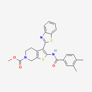 molecular formula C25H23N3O3S2 B2908920 methyl 3-(1,3-benzothiazol-2-yl)-2-(3,4-dimethylbenzamido)-4H,5H,6H,7H-thieno[2,3-c]pyridine-6-carboxylate CAS No. 886951-71-9