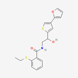 molecular formula C19H19NO3S2 B2908930 2-(ethylsulfanyl)-N-{2-[4-(furan-2-yl)thiophen-2-yl]-2-hydroxyethyl}benzamide CAS No. 2380057-19-0
