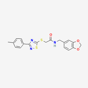 molecular formula C19H17N3O3S2 B2908940 N-[(2H-1,3-benzodioxol-5-yl)methyl]-2-{[3-(4-methylphenyl)-1,2,4-thiadiazol-5-yl]sulfanyl}acetamide CAS No. 864917-48-6