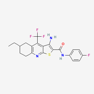 3-amino-6-ethyl-N-(4-fluorophenyl)-4-(trifluoromethyl)-5,6,7,8-tetrahydrothieno[2,3-b]quinoline-2-carboxamide