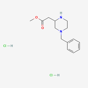 molecular formula C14H22Cl2N2O2 B2908973 methyl 2-(4-benzylpiperazin-2-yl)acetate dihydrochloride CAS No. 141856-12-4; 1992963-33-3