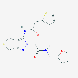 N-(2-(2-oxo-2-(((tetrahydrofuran-2-yl)methyl)amino)ethyl)-4,6-dihydro-2H-thieno[3,4-c]pyrazol-3-yl)-2-(thiophen-2-yl)acetamide