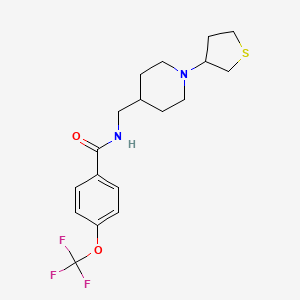 molecular formula C18H23F3N2O2S B2909060 N-{[1-(thiolan-3-yl)piperidin-4-yl]methyl}-4-(trifluoromethoxy)benzamide CAS No. 2034506-95-9