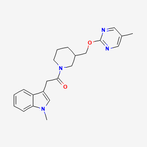 B2909064 2-(1-Methylindol-3-yl)-1-[3-[(5-methylpyrimidin-2-yl)oxymethyl]piperidin-1-yl]ethanone CAS No. 2379986-50-0