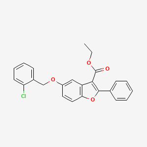 molecular formula C24H19ClO4 B2909065 Ethyl 5-[(2-chlorophenyl)methoxy]-2-phenyl-1-benzofuran-3-carboxylate CAS No. 300674-68-4
