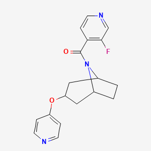 molecular formula C18H18FN3O2 B2909119 (3-fluoropyridin-4-yl)((1R,5S)-3-(pyridin-4-yloxy)-8-azabicyclo[3.2.1]octan-8-yl)methanone CAS No. 2108989-26-8