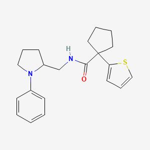 B2909159 N-((1-phenylpyrrolidin-2-yl)methyl)-1-(thiophen-2-yl)cyclopentanecarboxamide CAS No. 1797083-59-0