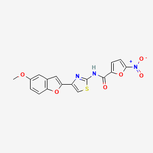 molecular formula C17H11N3O6S B2909162 N-[4-(5-methoxy-1-benzofuran-2-yl)-1,3-thiazol-2-yl]-5-nitrofuran-2-carboxamide CAS No. 922106-50-1