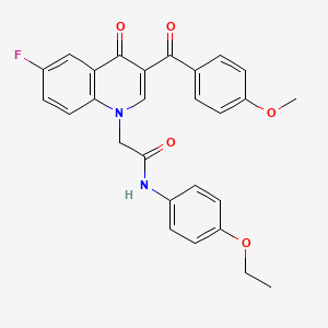 molecular formula C27H23FN2O5 B2909193 N-(4-ethoxyphenyl)-2-[6-fluoro-3-(4-methoxybenzoyl)-4-oxo-1,4-dihydroquinolin-1-yl]acetamide CAS No. 866348-55-2
