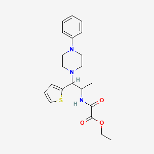 Ethyl 2-oxo-2-((1-(4-phenylpiperazin-1-yl)-1-(thiophen-2-yl)propan-2-yl)amino)acetate