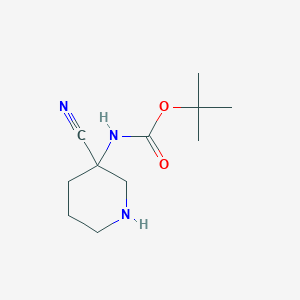 molecular formula C11H19N3O2 B2909217 Tert-butyl N-(3-cyanopiperidin-3-yl)carbamate CAS No. 1205750-58-8