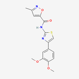 molecular formula C16H15N3O4S B2909225 N-[4-(3,4-dimethoxyphenyl)-1,3-thiazol-2-yl]-3-methyl-1,2-oxazole-5-carboxamide CAS No. 946318-29-2