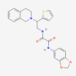 molecular formula C24H23N3O4S B2909249 N-(2H-1,3-benzodioxol-5-yl)-N'-[2-(1,2,3,4-tetrahydroisoquinolin-2-yl)-2-(thiophen-2-yl)ethyl]ethanediamide CAS No. 898408-07-6