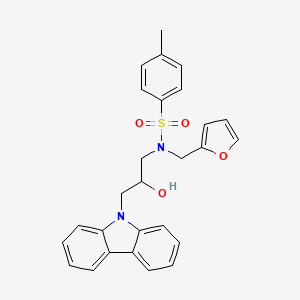 molecular formula C27H26N2O4S B2909262 N-(3-(9H-carbazol-9-yl)-2-hydroxypropyl)-N-(furan-2-ylmethyl)-4-methylbenzenesulfonamide CAS No. 313398-74-2