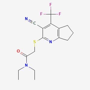 2-{[3-cyano-4-(trifluoromethyl)-6,7-dihydro-5H-cyclopenta[b]pyridin-2-yl]sulfanyl}-N,N-diethylacetamide