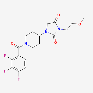 molecular formula C18H20F3N3O4 B2909290 3-(2-Methoxyethyl)-1-[1-(2,3,4-trifluorobenzoyl)piperidin-4-yl]imidazolidine-2,4-dione CAS No. 2034374-75-7